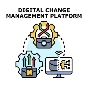 Digital change management platform system integrating processes 库存插图