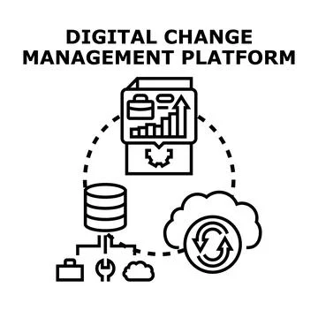 Digital change management platform system implementing new business strategie Stock Illustration