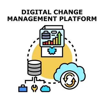 Digital change management platform system implementing new business strategie Stock Illustration
