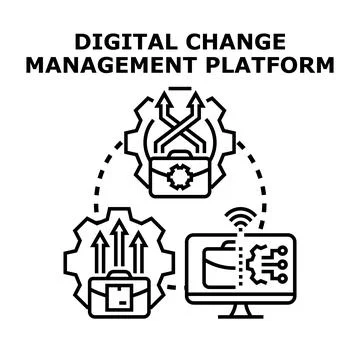 Digital change management platform system integrating processes Stock Illustration