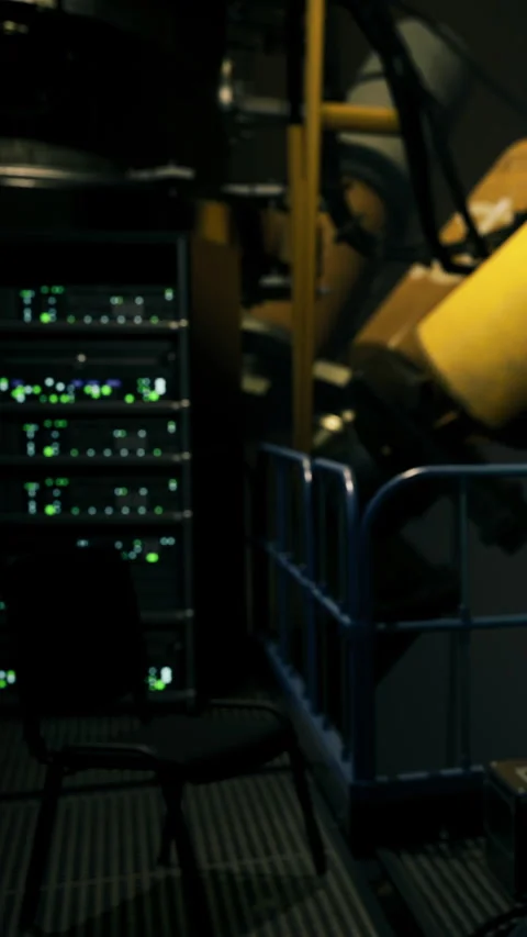 Digital chaos of server stacks illuminating a dimly lit storage room at night Stock Footage 331828696