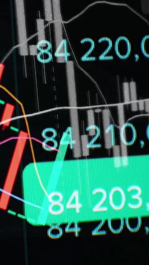 A digital chart of cryptocurrency Bitcoin of value and a dollar for investors Stock Footage 328600711