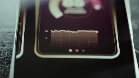 Digital chart displays a steady cooling temperature trend over time inside Stock Photos