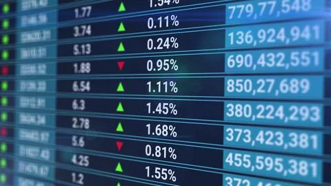 Digital chart of stock market data rolling and processing over a grid. Currency Stock Illustration