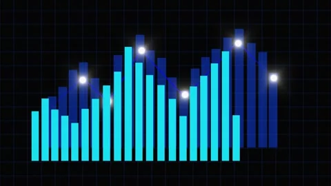 Digital chart visualization with glowing data points on grid layout. Analyt.. Stock Footage 331876727