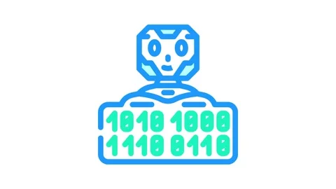 Digital chat bot color icon animation Stock Footage 327270727