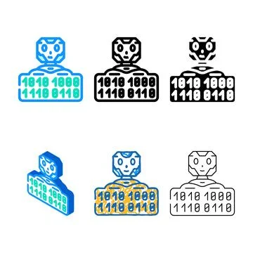 Digital chat bot color icon mix vector Ilustración de archivo