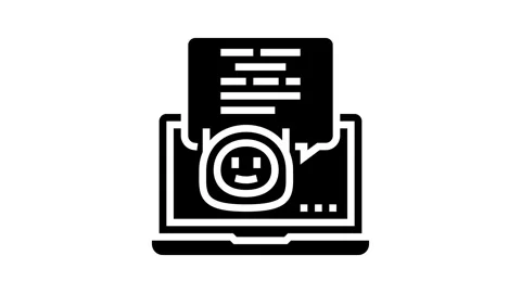 Digital chat bot glyph icon animation Stockbeeldmateriaal 326158122