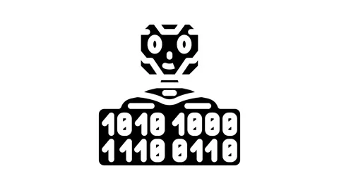 Digital chat bot glyph icon animation Stockbeeldmateriaal 326745883