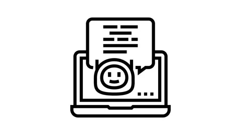 Digital chat bot line icon animation Stockbeeldmateriaal 326136545