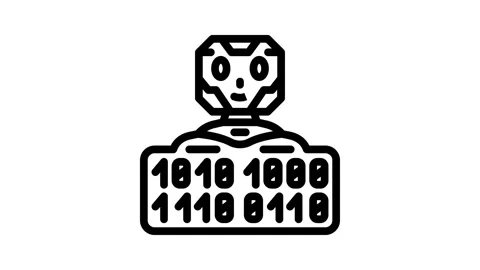 Digital chat bot line icon animation Stockbeeldmateriaal 326765095