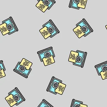 Digital chat bot vector seamless pattern Stock Illustration