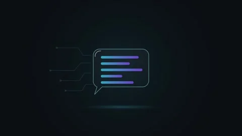 Digital chat bubble icon with circuitry lines animation for tech communicat.. Видео 344860219