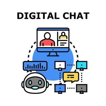 Digital chat concept communicating with artificial intelligence robot 库存插图