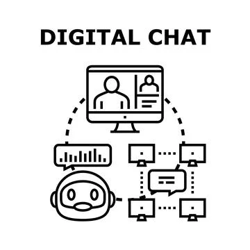 Digital chat concept communicating with artificial intelligence robot Stock Illustration
