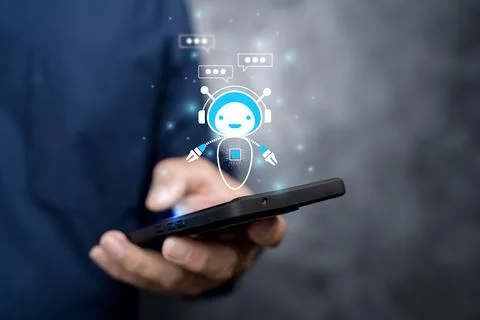 Digital chatbot, internet bot application, conversation assistant, AI Artif.. Stock Photos