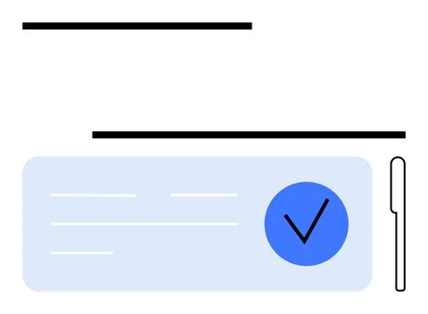 Digital Check with Blue Tick Mark for Secure Transactions and Approvals Illustrazione stock