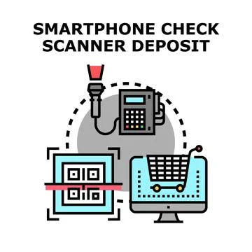 Digital check deposit using mobile scanner and online banking 库存插图