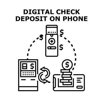 Digital check deposit using mobile banking application Stock Illustration