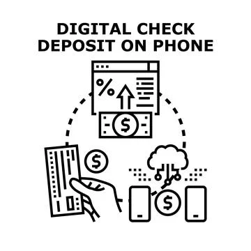 Digital check depositing using mobile banking on phone Stock Illustration