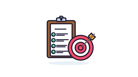 Digital checklist clipboard with target icon animation Stock Footage 341961002