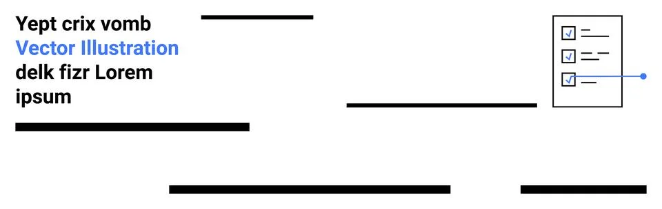 Digital Checklist Composition with Blue Highlight and Stylized Text Elements イラスト素材