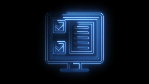 Digital checklist form neon glow effect on computer screen technology concept 스톡 동영상 322961856