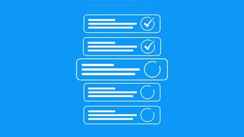 Digital checklist interface with check mark icons animation. White checklis.. Видео 335230594