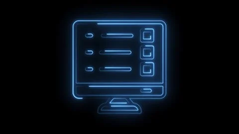 Digital checklist neon computer screen interface data confirmation technology Stock Footage 322986013
