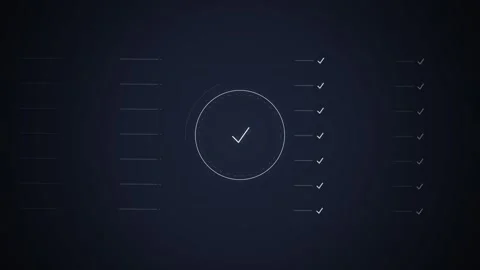 Digital Checklist Tick Mark Animation on Dark Grid Background Stock Footage 348423759