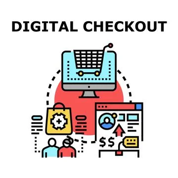 Digital checkout online payment processing for e commerce Stock Illustration
