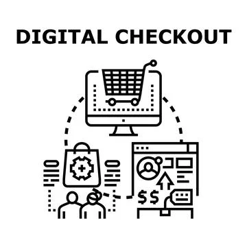 Digital checkout online payment processing for e commerce Stock Illustration