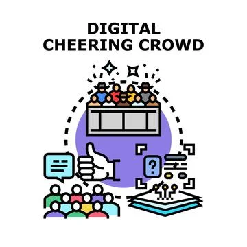 Digital cheering crowd concept with engaged audience Stock Illustration