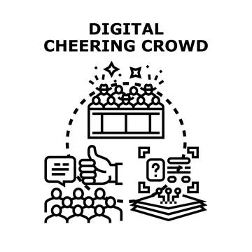 Digital cheering crowd concept with engaged audience Stock Illustration