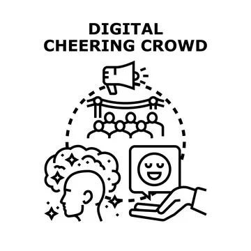 Digital cheering crowd receiving online feedback concept Stock Illustration