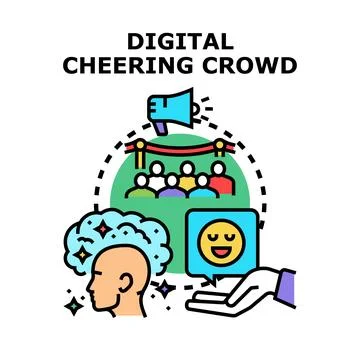 Digital cheering crowd receiving online feedback concept Stock Illustration