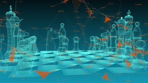 Digital chess, abstract chessboard with digital elements Stock Footage 170932164