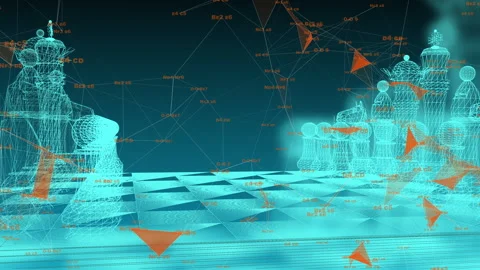 Digital chess, abstract chessboard with digital elements Stock Footage 171263884