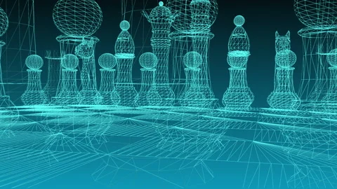 Digital chess, abstract chessboard with digital elements Stock Footage 171456105