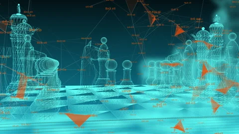 Digital chess, abstract chessboard with digital elements Stock Footage 171972970