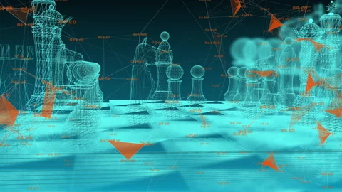 Digital chess, abstract chessboard with digital elements Stock Footage 172145827