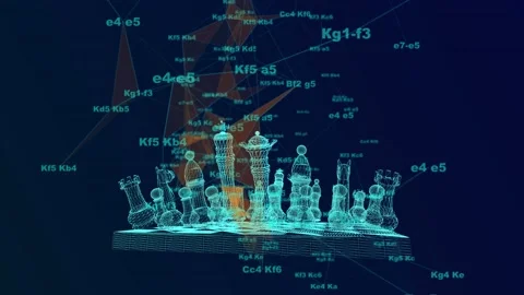 Digital chess, abstract chessboard with digital elements Stock Footage 219797387