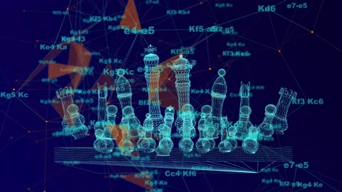 Digital chess, abstract chessboard with digital elements Stock Footage 220236573