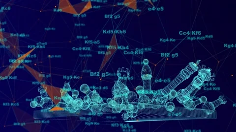 Digital chess, abstract chessboard with digital elements Stock Footage 220372316