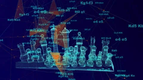 Digital chess, abstract chessboard with digital elements Stock Footage 220634936