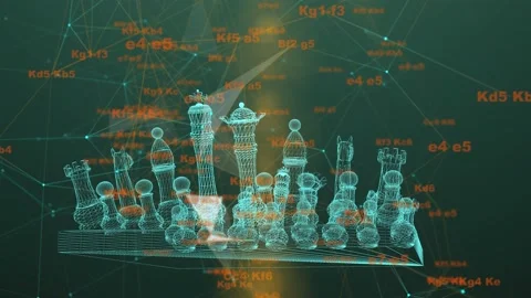Digital chess, abstract chessboard with digital elements Stock Footage 221154348