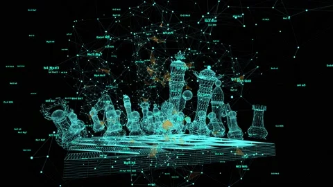 Digital chess, abstract chessboard with digital elements Stock Footage 222811217