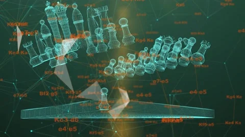 Digital chess, abstract chessboard with digital elements Stock Footage 223229837