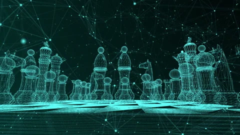 Digital chess, abstract chessboard with digital elements Stock Footage 255736422