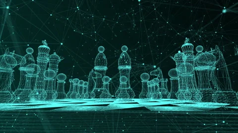 Digital chess, abstract chessboard with digital elements Video stock 256184411